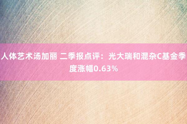 人体艺术汤加丽 二季报点评：光大瑞和混杂C基金季度涨幅0.63%