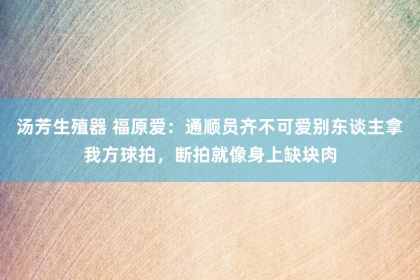 汤芳生殖器 福原爱:通顺员齐不可爱别东谈主拿我方球拍,断拍就像身上缺块肉