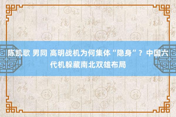 陈凯歌 男同 高明战机为何集体“隐身”？中国六代机躲藏南北双雄布局