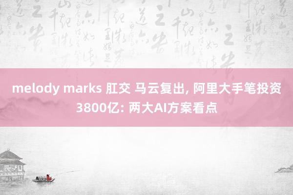 melody marks 肛交 马云复出， 阿里大手笔投资3800亿: 两大AI方案看点