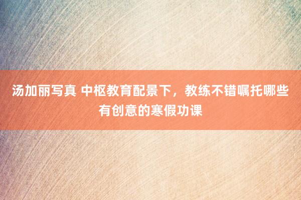 汤加丽写真 中枢教育配景下，教练不错嘱托哪些有创意的寒假功课